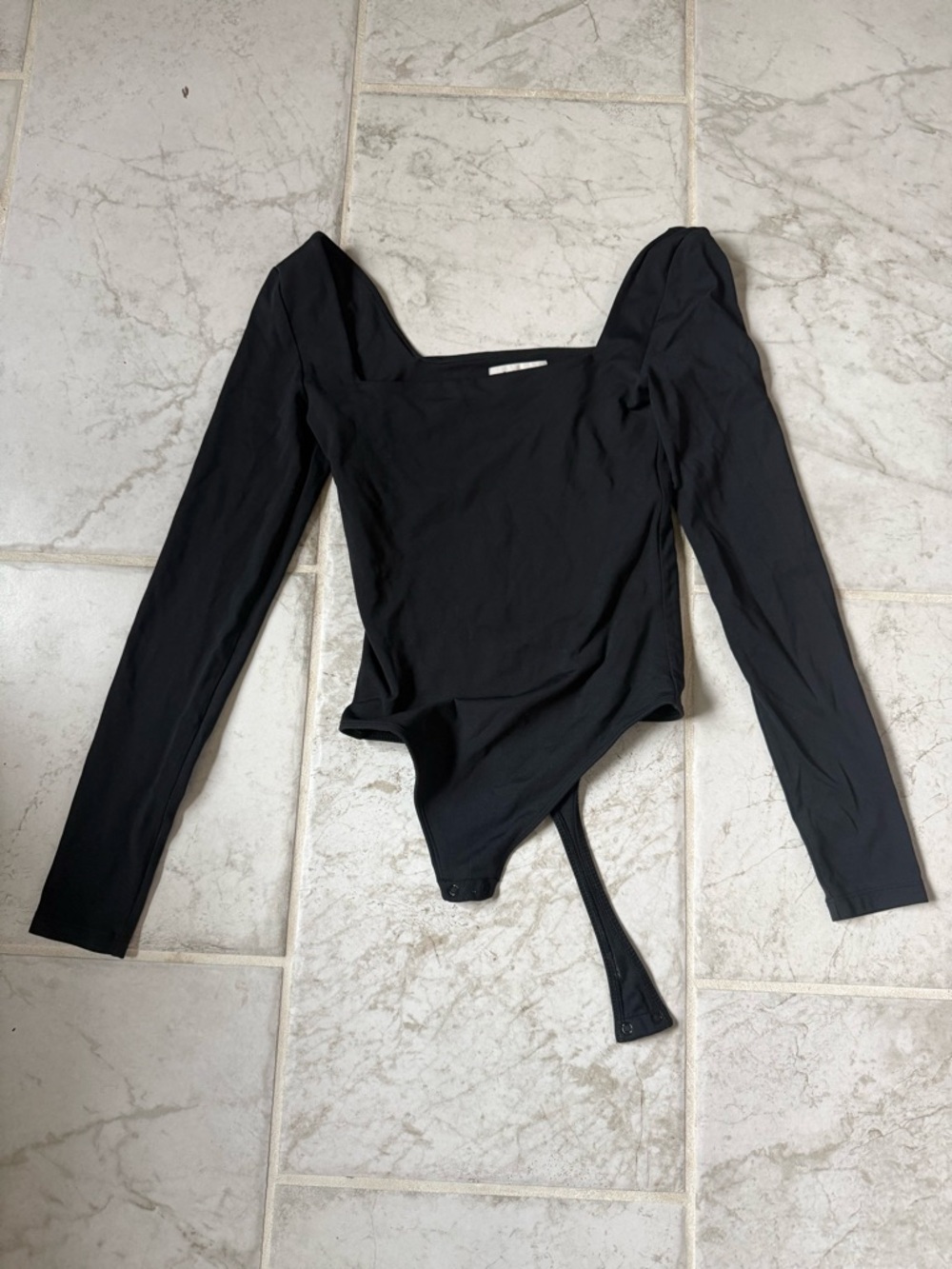Aritzia Black Long-Sleeve Square-Neck Bodysuit - Going Out/Causal Top - Picture 2 of 3